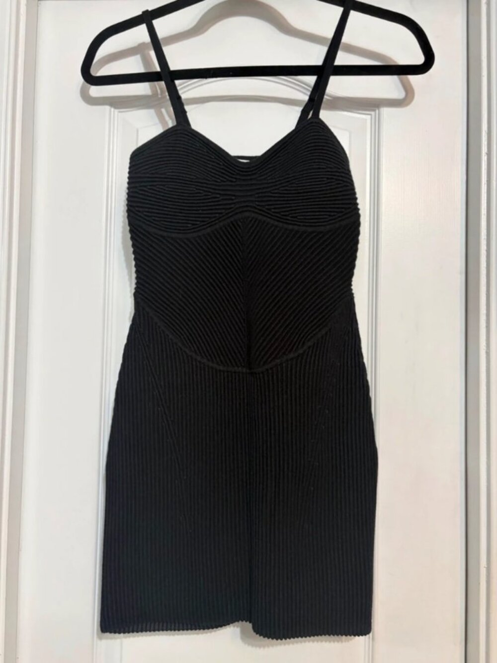 Alo Yoga Denim Knit Mini Dress Black Women's Size S